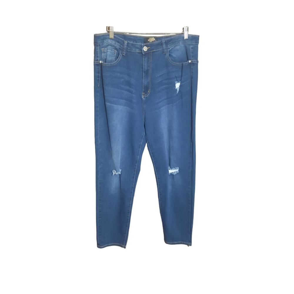 BBA Womens High Waisted Distressed Knee Ankle Jeans Size 2XL NWT